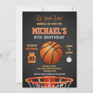 Basketball It's Game Time Sports Boy Birthday Einladung