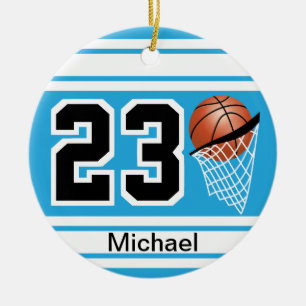 Basketball Jersey Style DIY Text Baby Blue Keramik Ornament
