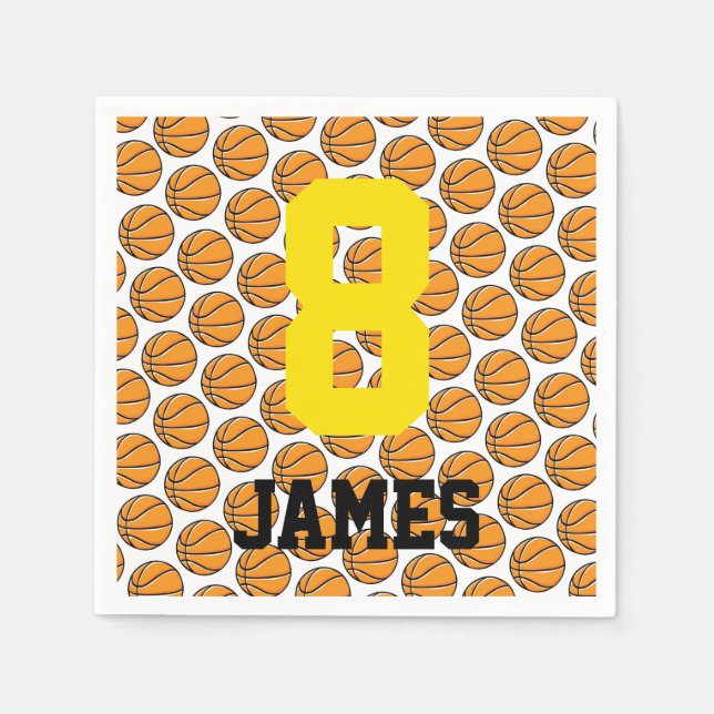 Basketball Kids Individuelle Name Nummer Sport Serviette (Vorderseite)