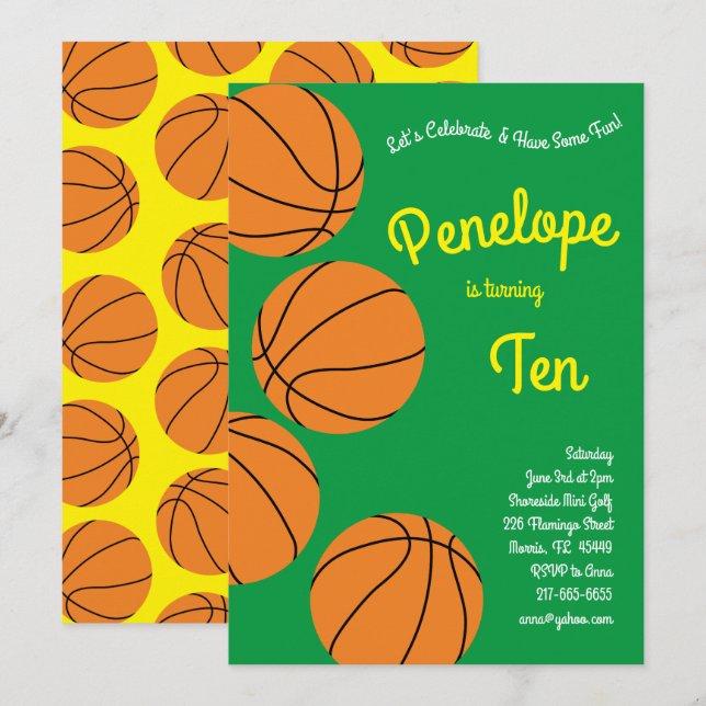Basketball Kindergeburtstag Party Sport Einladung (Vorne/Hinten)