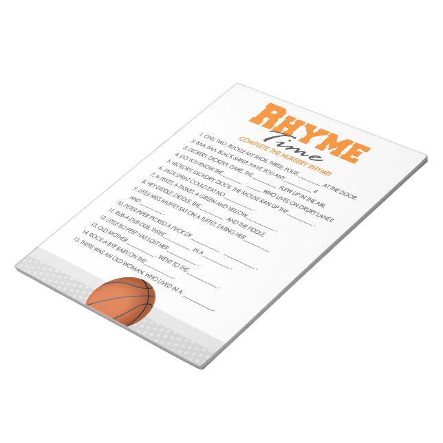 Basketball Kinderzimmer Rhyme Baby Showroom Notizblock (angewinkelt)
