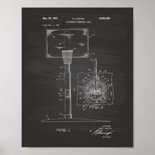 Basketball Korb 1961 Patent Kunst Tafelbild Poster