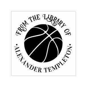 Basketball Körbe Sportbibliothek Rundes Buch Name Permastempel