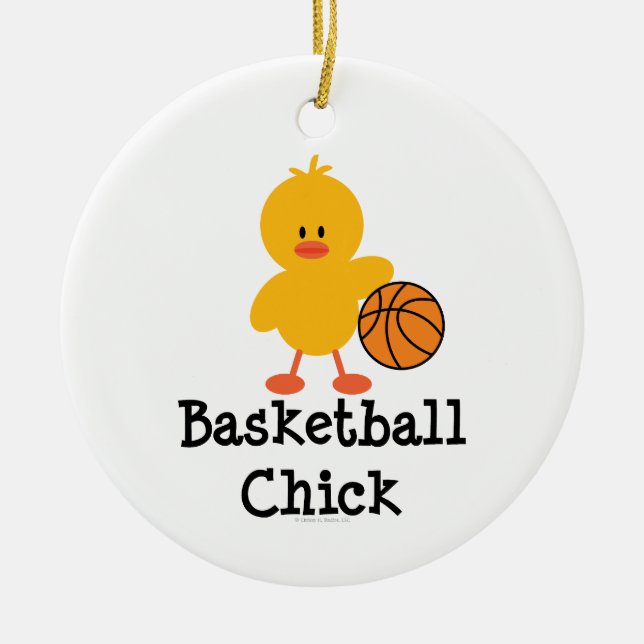 Basketball-Küken-Verzierung Keramikornament (Vorne)