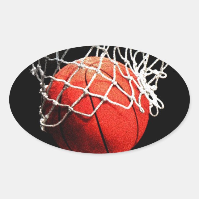 Basketball-Kunst Ovaler Aufkleber (Vorderseite)