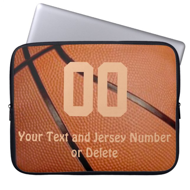 Basketball-Laptop-Hülse mit Ihrer ZAHL und NAMEN Laptopschutzhülle (Vorderseite)