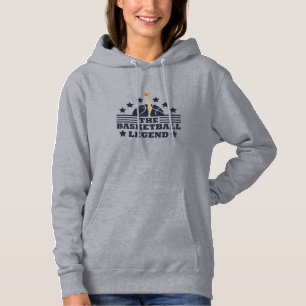 Basketball-Legende-Spieler Blau- und Orangenball Hoodie