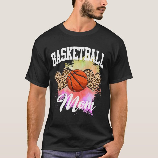 Basketball Leopard Gefärbte Krawatte Basketball Ma T-Shirt (Vorderseite)