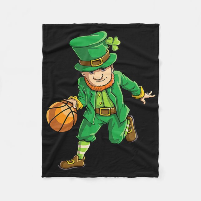 Basketball Leprechaun St Patricks Day Boys Kinder  Fleecedecke (Vorderseite)