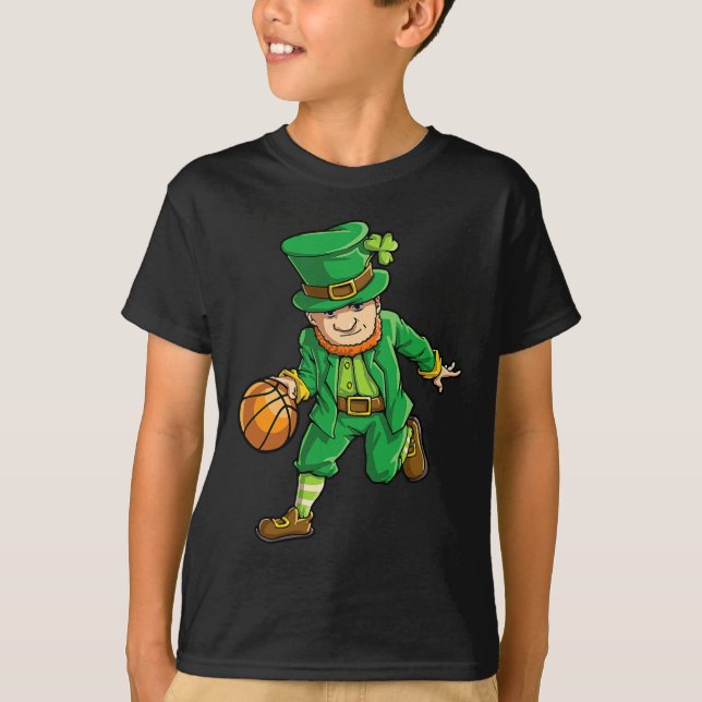 Basketball Leprechaun St Patricks Day Boys Kinder  T-Shirt (Vorderseite)