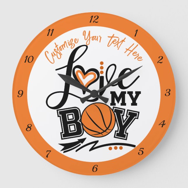 Basketball-Liebe Mein Junge Zitat Sport Personalis Große Wanduhr (Vorderseite)