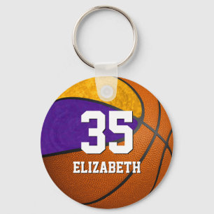 Basketball-lila Goldmädchen Schlüsselanhänger