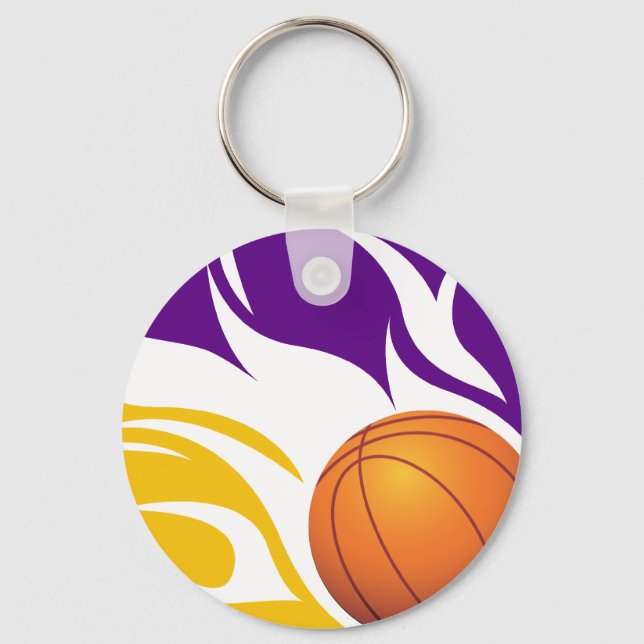 Basketball Lila und Gold Schlüsselanhänger (Vorderseite)