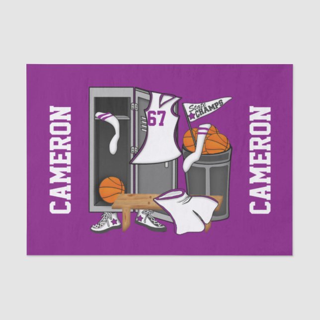 Basketball-Locker-Room mit eigenem Spielernamen Seidenpapier (Vorderseite)