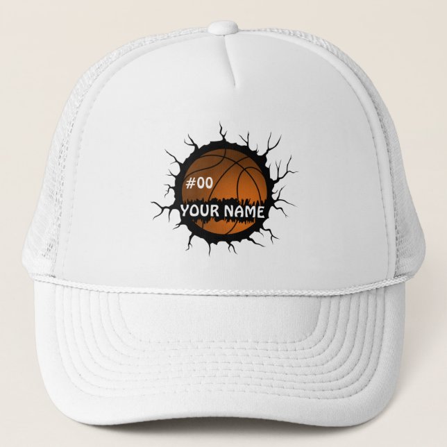 Basketball-Logo, Basketball-Individuelle Name Truckerkappe (Vorderseite)