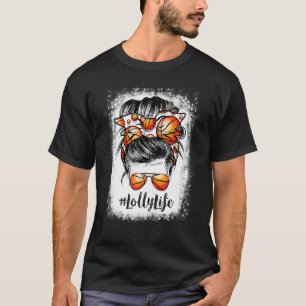 Basketball Lolly Life Messy Bun Game Day T-Shirt