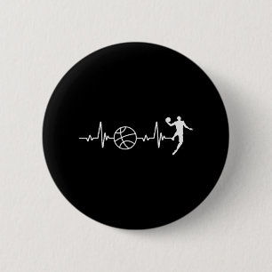 Basketball Lover Heartbeat Retro Basketball Spiele Button