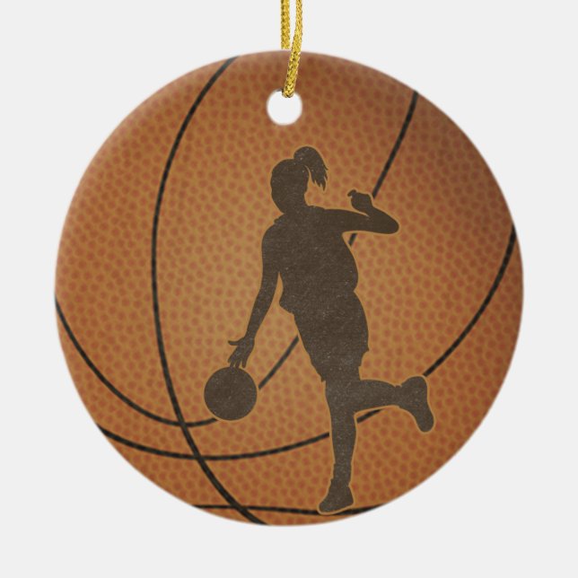 Basketball-Mädchen-Verzierung Keramikornament (Vorne)
