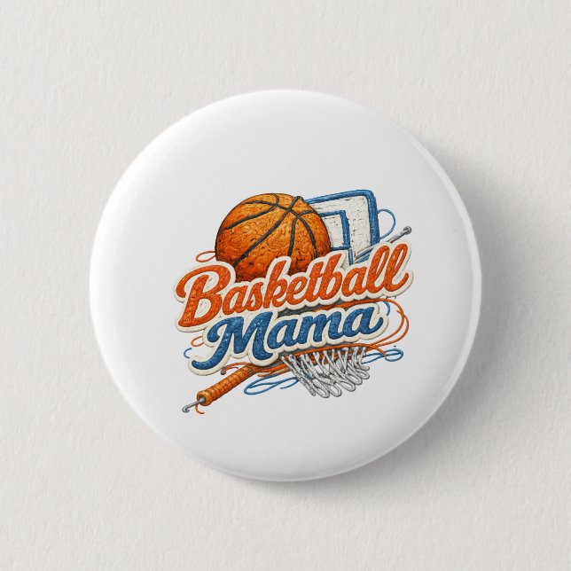 Basketball Mama Button Pin (Vorderseite)