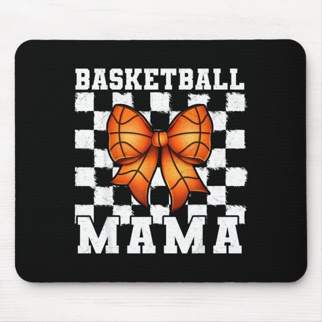 Basketball Mama Coquette Bow Game Day Funny Srts L Mousepad (Vorne)