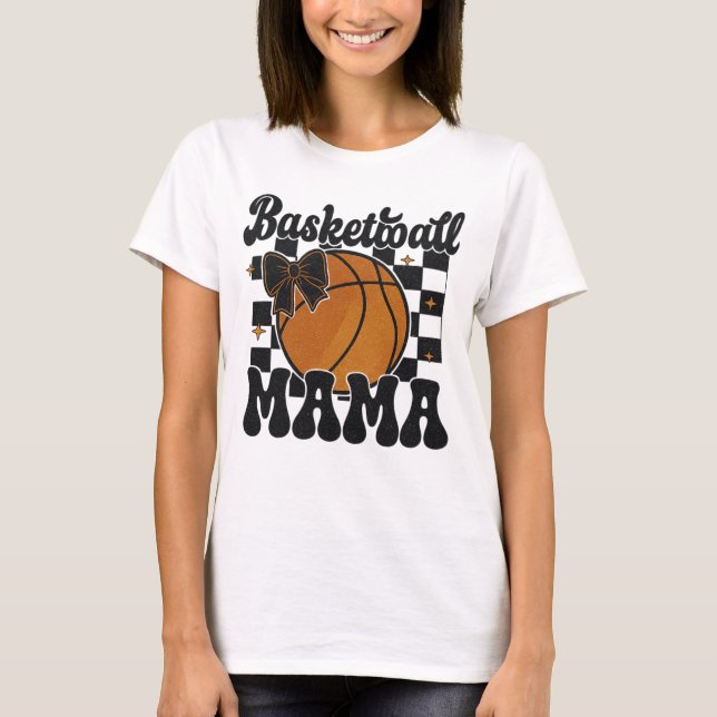 Basketball Mama Glitzer Shirt Design mit Bow (Vorderseite)