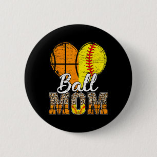 Basketball Mama Herzstück Softball Mama Leopard Mu Button