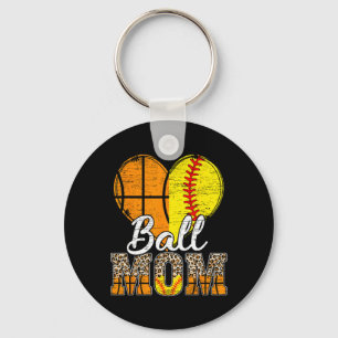 Basketball Mama Herzstück Softball Mama Leopard Mu Schlüsselanhänger