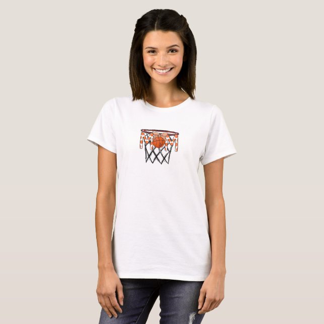 Basketball Mama Hoop Orange Polka Dot Custom T-Shirt (Vorne ganz)
