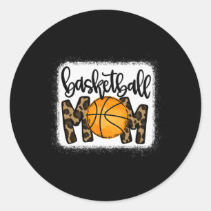 Basketball Mama Leopard Basketball Mama Runder Aufkleber