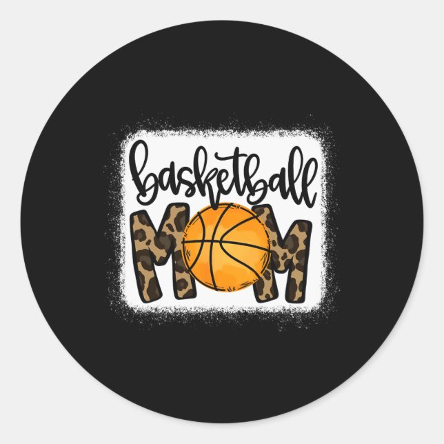 Basketball Mama Leopard Basketball Mama Runder Aufkleber (Vorderseite)