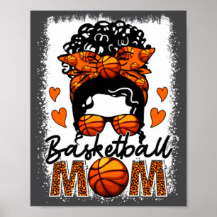 Basketball-Mama Leopard Unordentlicher Dutt Spielt Poster