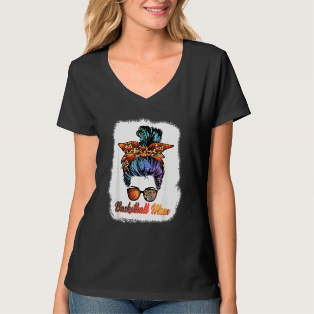 Basketball Mama Messy Bun Mama Basketball Spieler  T-Shirt (Vorderseite)