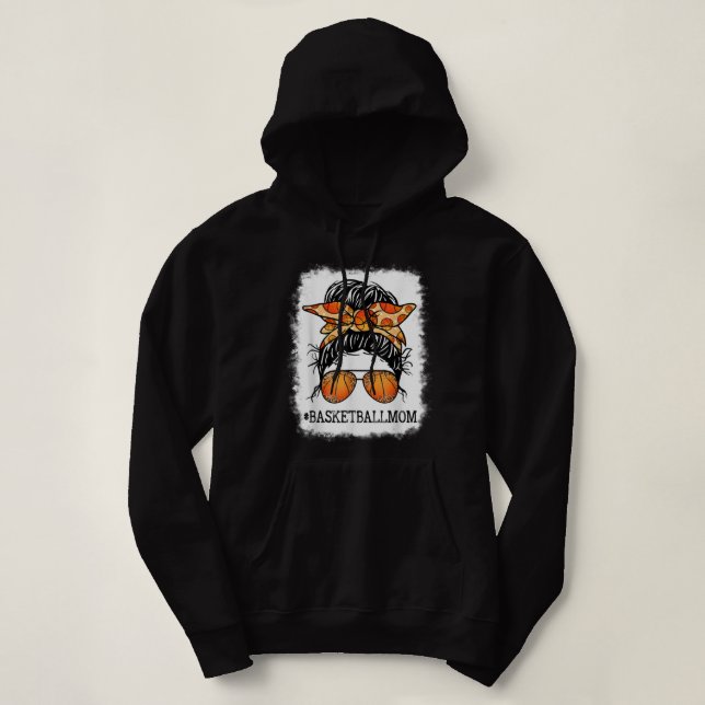 Basketball Mama Messy Bun Player Mama Mothe geblas Hoodie (Design vorne)