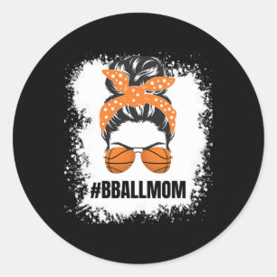 Basketball Mama Messy Bun Proud Mama Bball Basketb Runder Aufkleber