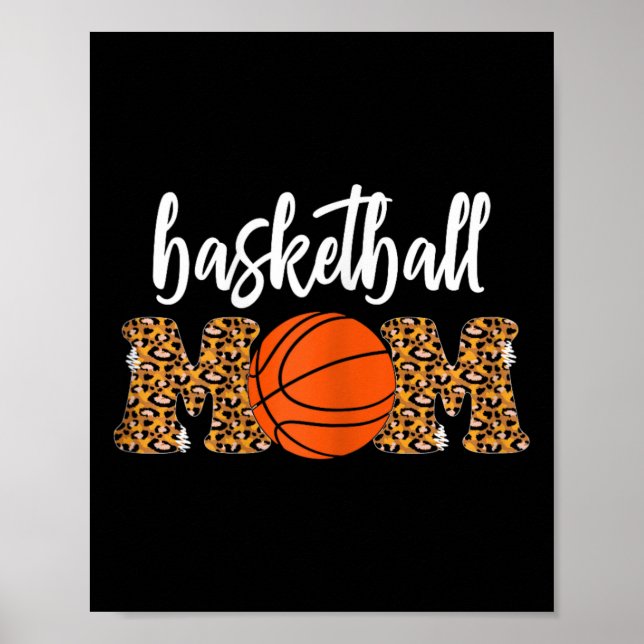 Basketball Mama Niedlich Leopard Basketball Gesche Poster (Vorne)