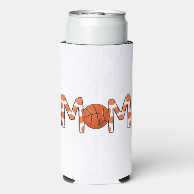 Basketball Mama Orange Polka Dot Heart Selters Dosenkühler (Seltzer Rückseite)