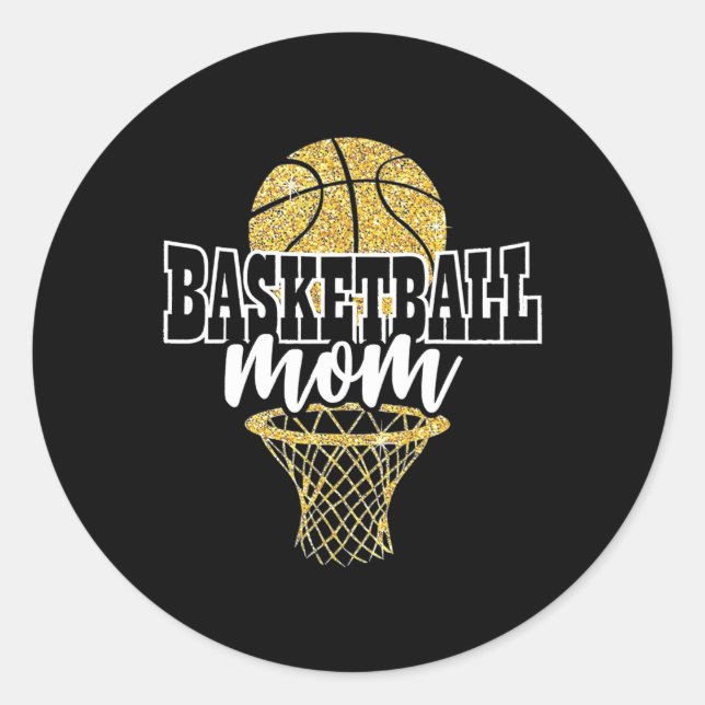 Basketball-Mama Runder Aufkleber (Vorderseite)