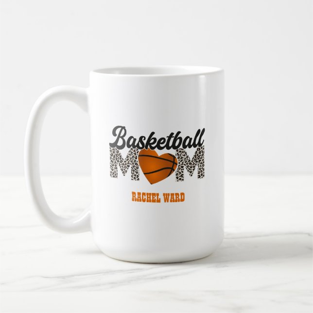 Basketball Mama Tasse, Vorderseite & Rückseite and Kaffeetasse (Links)