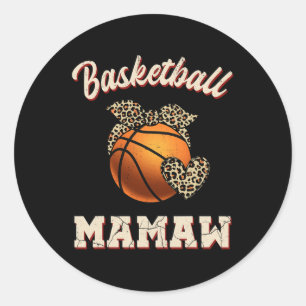 Basketball Mamaw Bandana Leopard Herz Fans Mutter Runder Aufkleber