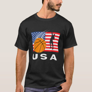 Basketball Männerteam American Flag Basketball in T-Shirt