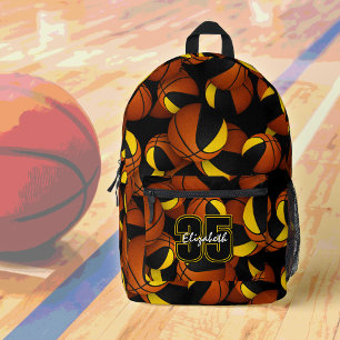Basketball-Mannschaftsfarben der Black Gold Kids Bedruckter Rucksack