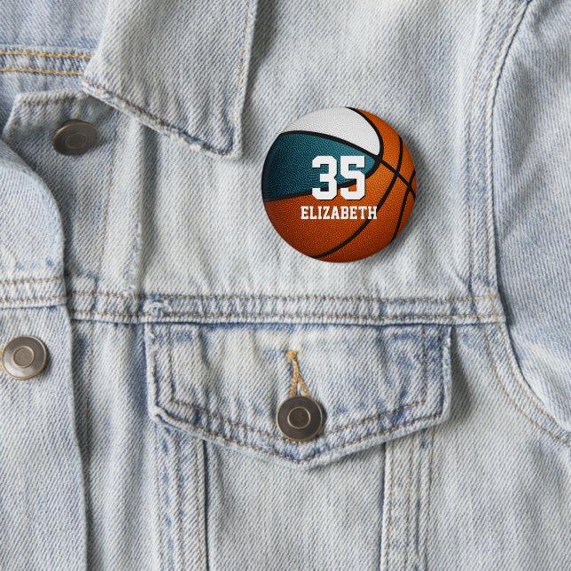 Basketball-Mannschaftsfarben für aquamarine Weiße Button (Beispiel)