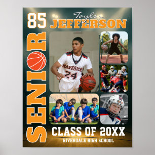 Basketball-Mannschaftsfoto-Collage für die Abschlu Poster