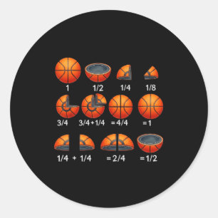 Basketball-Mathe-Bruch zurück zur Schule Lehrer Runder Aufkleber