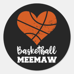 Basketball Meemaw Fun Basketball Herz Oma Mee Runder Aufkleber