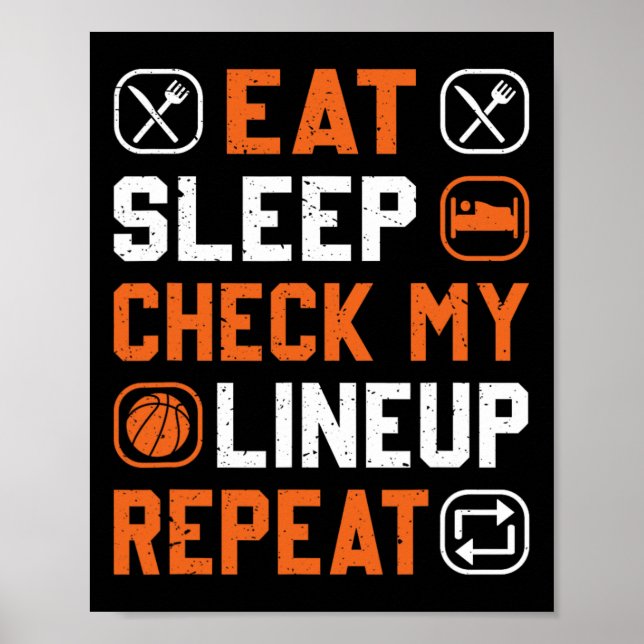 Basketball Men Boy Karo Mein Line Up Basketball Pl Poster (Vorne)