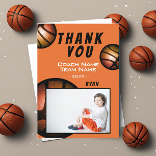 Basketball Metallisches Foto Danke, Coach Card Dankeskarte