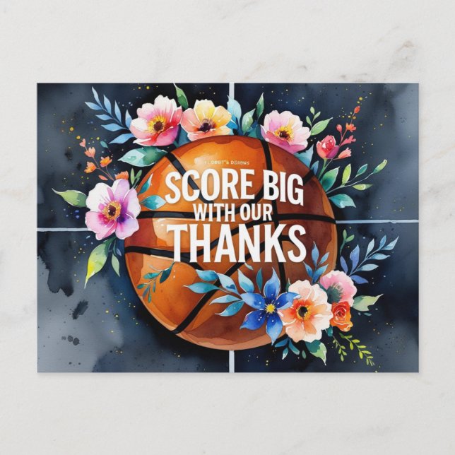 Basketball mit Ball Dank einer Slam-Dunk-Hochzeit Postkarte (Vorderseite)