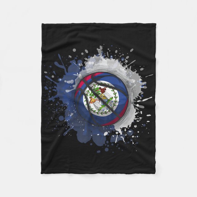Basketball mit Belize-Flagge Fleecedecke (Vorderseite)