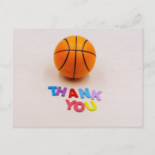 Basketball mit Danke-Wort Holz Hintergrund Postkarte